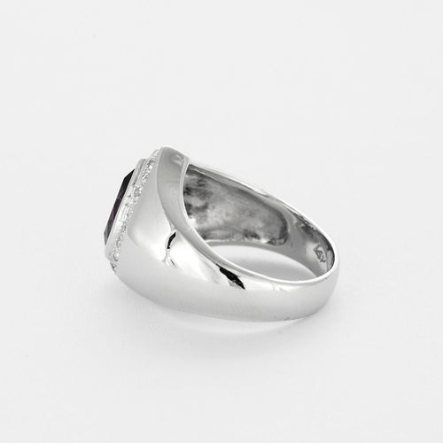 Bague 53 Bague jonc poire en or blanc 14K, Améthyste et diamants 58 Facettes