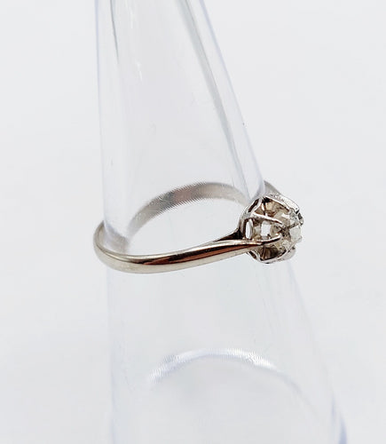 Bague 53 Bague solitaire Art Déco or blanc et platine, diamant taille ancienne 58 Facettes A05635