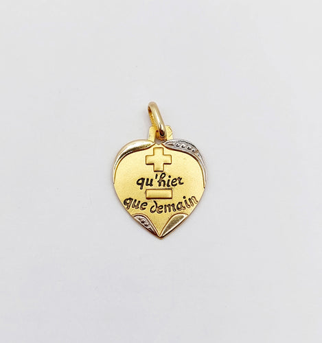 AUGIS - Pendentif médaille d'amour or "+ qu'hier - que demain" - La Sentimentale