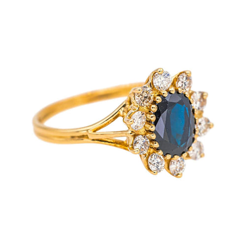 Bague Marguerite  Or jaune Saphir, Diamant