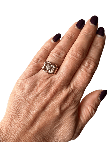 Bague 53 Bague tank noeud or rose et diamant - 1940 58 Facettes 1.0002377/1