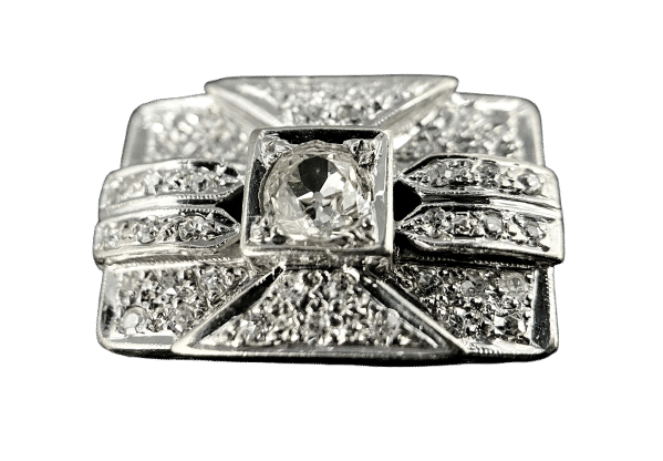 Bague modèle Tank or blanc diamants