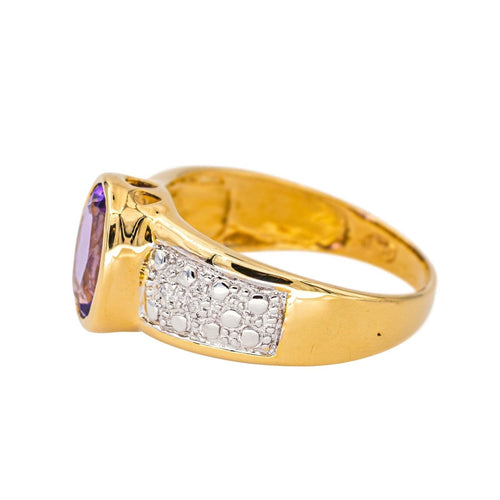 Bague 53 Bague Or jaune Améthyste, Diamant 58 Facettes 4578559RV