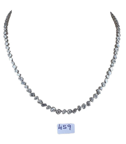 Collier Collier tennis en or blanc serti clos et diamants mixtes 58 Facettes NECK-459