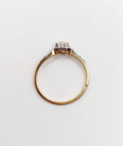 Bague 48 Bague solitaire art déco or jaune et diamants 58 Facettes A05660