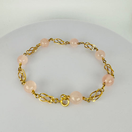 Bracelet Superbe bracelet en or jaune avec quartz rose 58 Facettes 2508034