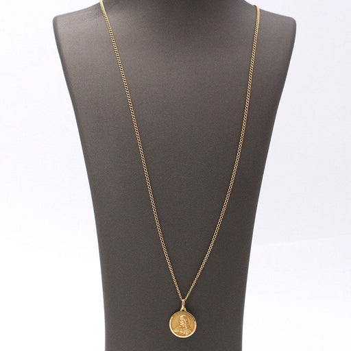 Gold scapular medal chain necklace with scapular medal 58 Facettes E361053