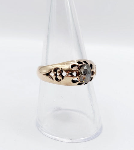 Bague 56.5 Bague jonc bombé antique en or 14k et diamant taille rose 58 Facettes A06623