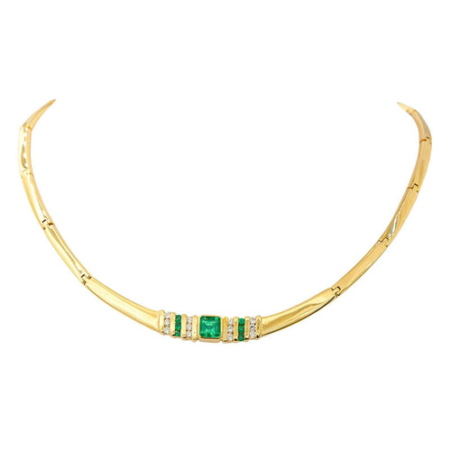 Collier Collier Or jaune Emeraude, Diamant 58 Facettes 4387242CN