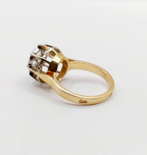 Bague 52.5 Bague dôme Art Déco or rose et diamants taille ancienne (circa 1950) 58 Facettes A06061