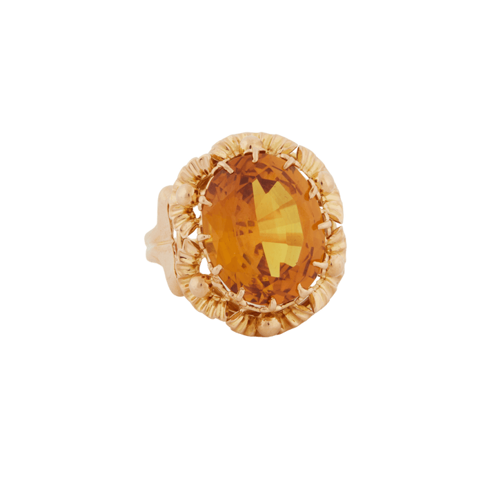 Bague 59 Bague or jaune et citrine ovale 58 Facettes 7025/21