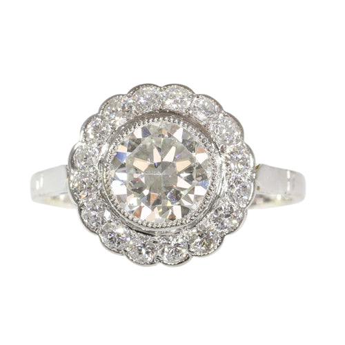 Bague 58 Bague en platine de style Art déco des années 1950, symbole classique d'amour et de continuité 58 Facettes 25238-0015