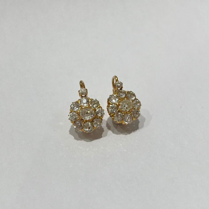 Boucles d'oreilles Dormeuses diamants taille ancienne or jaune 58 Facettes