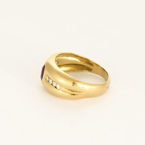 Bague 55 Bague bandeau en or jaune, rubis et diamants 58 Facettes GU285