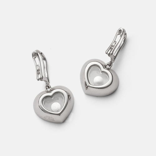 Boucles d'oreilles CHOPARD - Boucles d'oreilles cœur Happy Diamonds en or blanc et diamants 58 Facettes