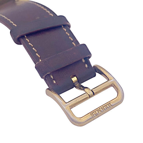 Montre Montre Hermès,"Heure H", plaqué or, acier sur cuir. 58 Facettes 33734