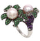 Bague 56 Bague Cocktail Perle Émeraude Améthyste Diamants Rubis 58 Facettes