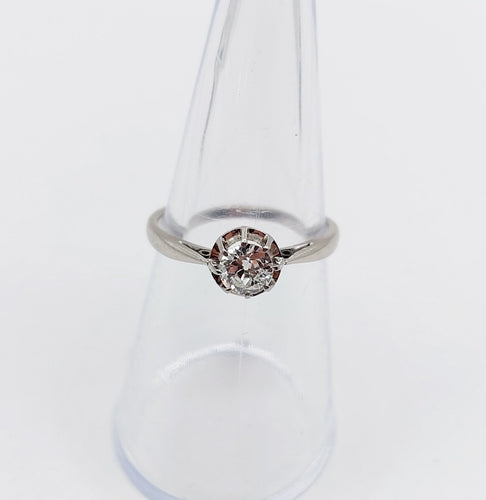 Bague solitaire art deco Platine diamant taille ancienne 0,43 carat (circa 1930)