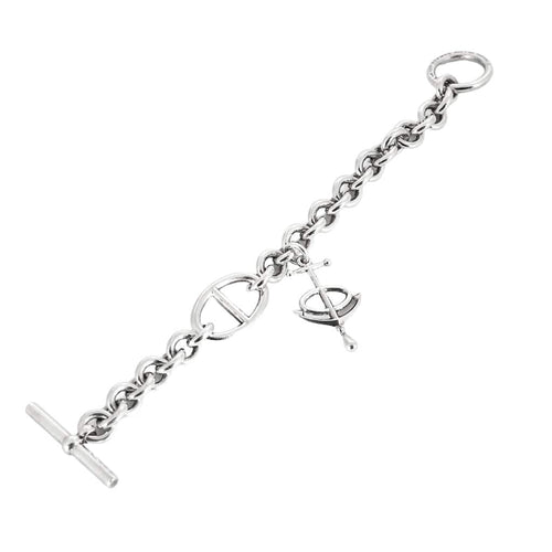 Bracelet HERMES -Rare Bracelet chaîne d'encre en argent 58 Facettes