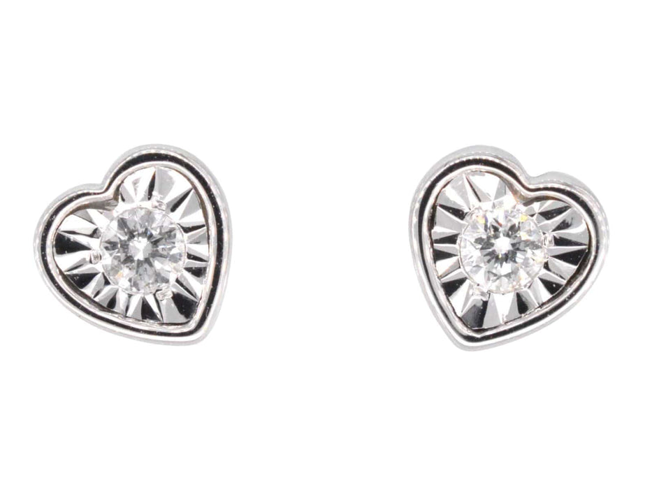 Boucles d'oreilles Boucles d'oreilles en or blanc avec un diamant taille brillant en forme de coeur 58 Facettes 2096