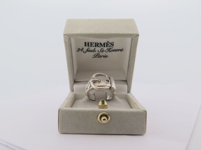 Bague 51 vintage bague HERMES boucle de ceinture t51 en argent 6.9gr  buckle 58 Facettes 271102