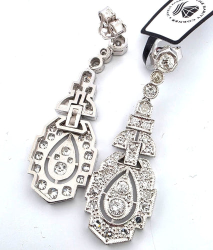 Boucles d'oreilles Boucles d'oreilles en platine massif serties de diamants 58 Facettes