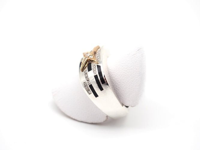 Bague 55 Bague Mauboussin en argent 925 et or 750, diamants et laques 58 Facettes