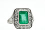 57 Anillo Art Déco en Platino con Esmeralda y Diamantes 58 Facettes 50309