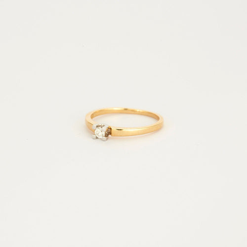 Bague 54 Solitaire or jaune et blanc avec diamant 58 Facettes 3121248