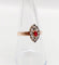 Ancienne bague marquise or rose, pierre rouge et diamant taille rose (1900)