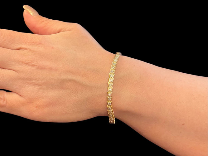 Bracelet Bracelet tennis en or jaune certifié HRD avec diamants naturel 58 Facettes