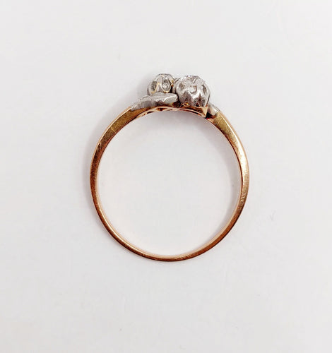 Bague toi et moi or rose, diamants taille ancienne (circa 1900) 58 Facettes A06235