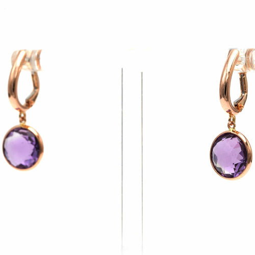 Boucles d'oreilles Boucles d'oreilles contemporaines serties d'améthystes en or rose 18 carats 58 Facettes 23286