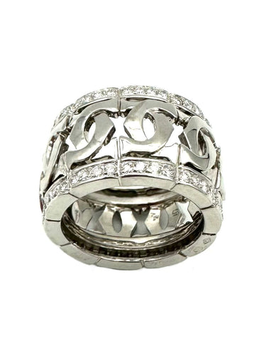 Bague 52 CARTIER. Collection "Entrelacé", bague or blanc et diamants 58 Facettes