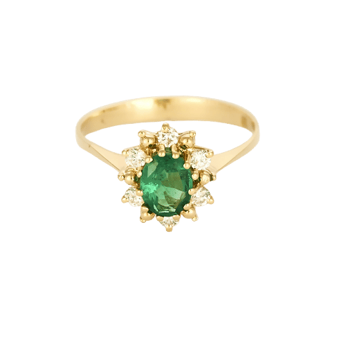 Bague 55.5 Bague Marguerite or jaune, émeraude et diamants 58 Facettes BA623