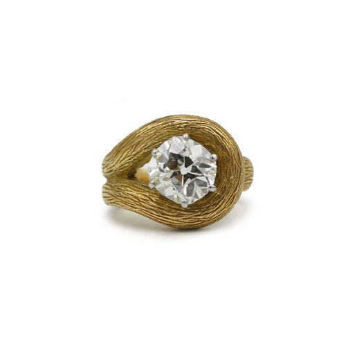 Bague 46 Bague noeud or 750 et diamant taille ancienne "old mine" 1.76 carats certifié GIA 58 Facettes 1269