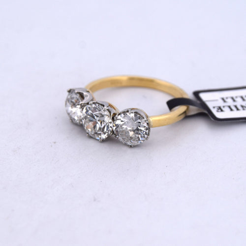 Bague 56 Bague ancienne en platine et or jaune 18 carats sertie de diamants anciens 58 Facettes