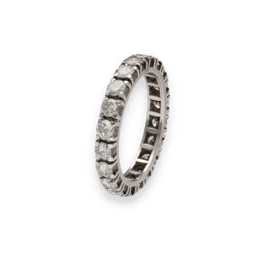 Bague 55 Alliance en or gris avec diamants H-VS - Sertie griffes 58 Facettes