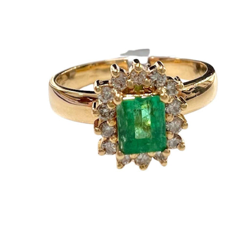 Bague 57.5 BAGUE DE DESIGN CONTEMPORAIN en OR 18 carats avec DIAMANTS et ÉMERAUDE 58 Facettes Q287B