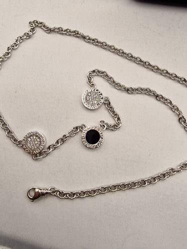 Collier Bvlgari - Collier Bvlgari Bvlgari double face pavé de diamants et onyx en or blanc 18k 58 Facettes