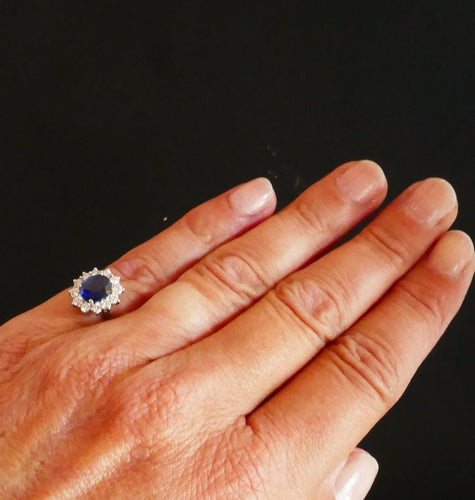 Bague 49.5 Bague Marguerite Saphir naturel Diamants 58 Facettes C22-02