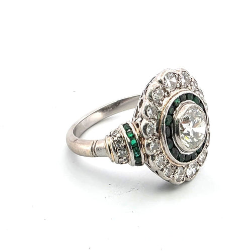 Bague Bague en platine sertie de diamants et d'émeraudes (47/26 A 09/26) 58 Facettes