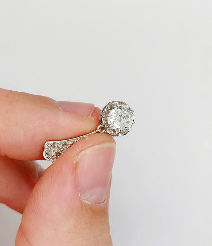 Pendentif art deco or blanc 18k diamant 0,80 carats (circa 1920)