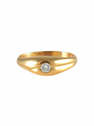 Bague 61 CHEVALIERE OR JAUNE AVEC DIAMANT 58 Facettes