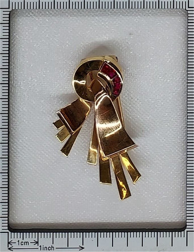 Broche Broche sertie de rubis rétro fabriquée en France 58 Facettes 12005-0030