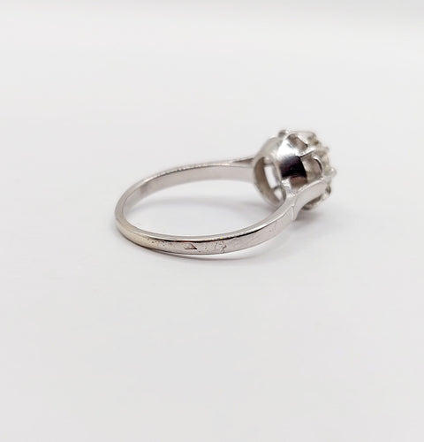 Bague 52.5 Bague solitaire Art déco en platine et diamant taille ancienne 0,80 carat 58 Facettes A06282