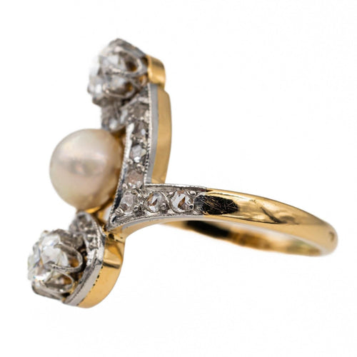 Bague 50 Bague Or jaune, Or blanc Perle, Diamant 58 Facettes 2845395CN