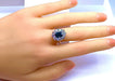 Bague 55 Bague or blanc, saphir 2,11 carats et 10 diamants 58 Facettes AB431