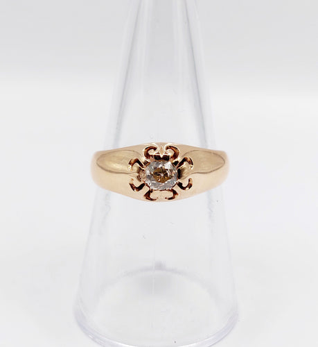 Bague 55 Bague jonc antique or rose 14k diamant taille ancienne 0,30 carats (circa 1906) 58 Facettes A06289