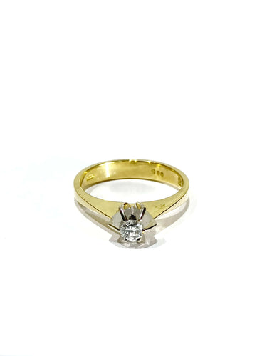 Bague 54 Solitaire En Or Jaune Et Diamant 58 Facettes
